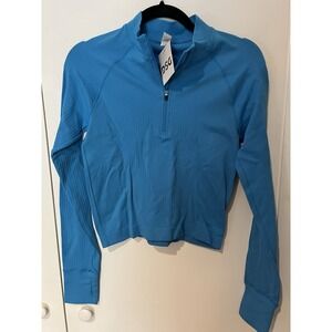 NWT DSG Women's Medium Momentum Seamless 1/4 Zip Blue Long Sleeve Pullover